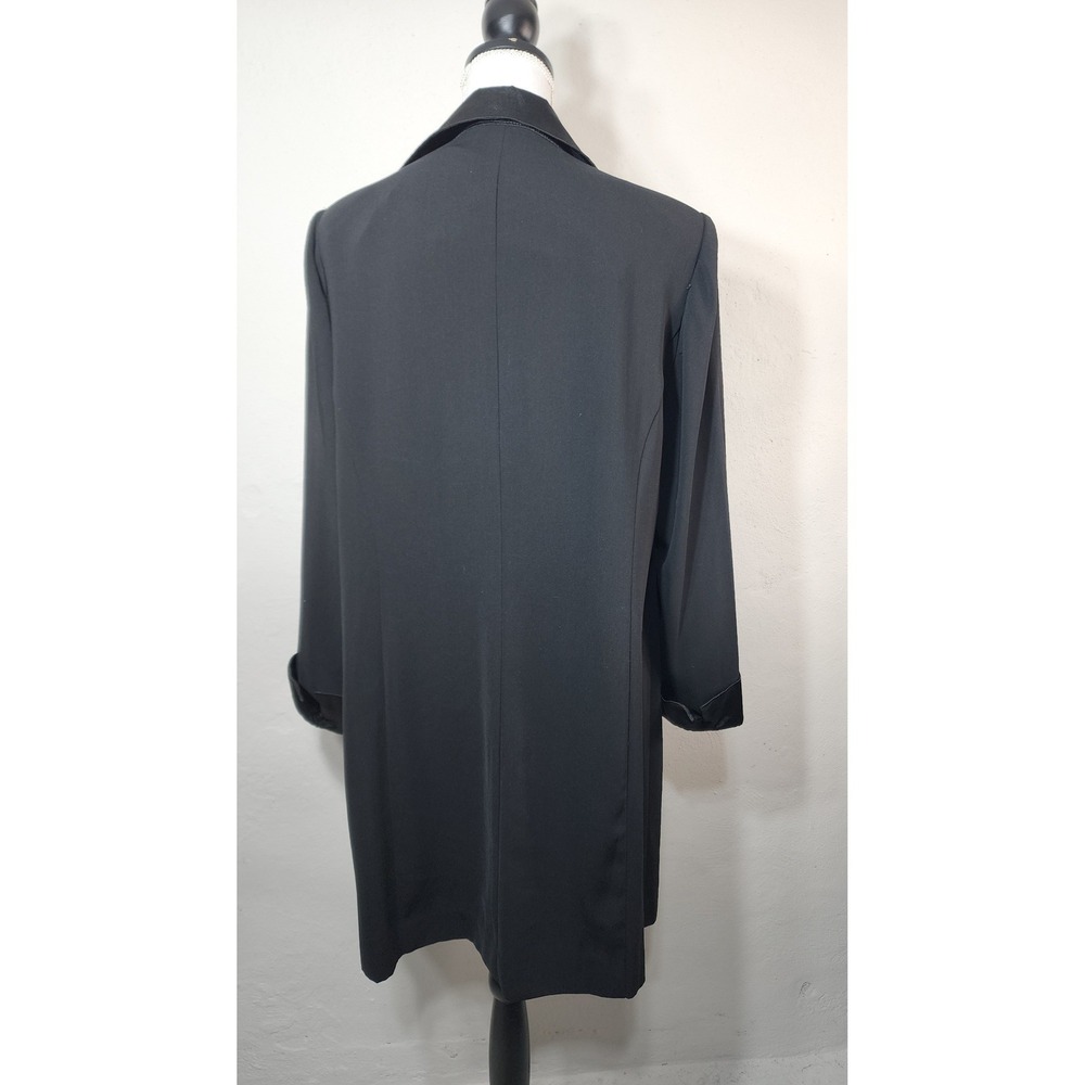 Dana Kay Blazer Jacket 14 Black Vintage Goth Cutout Satin Trim Longline - Picture 3 of 14